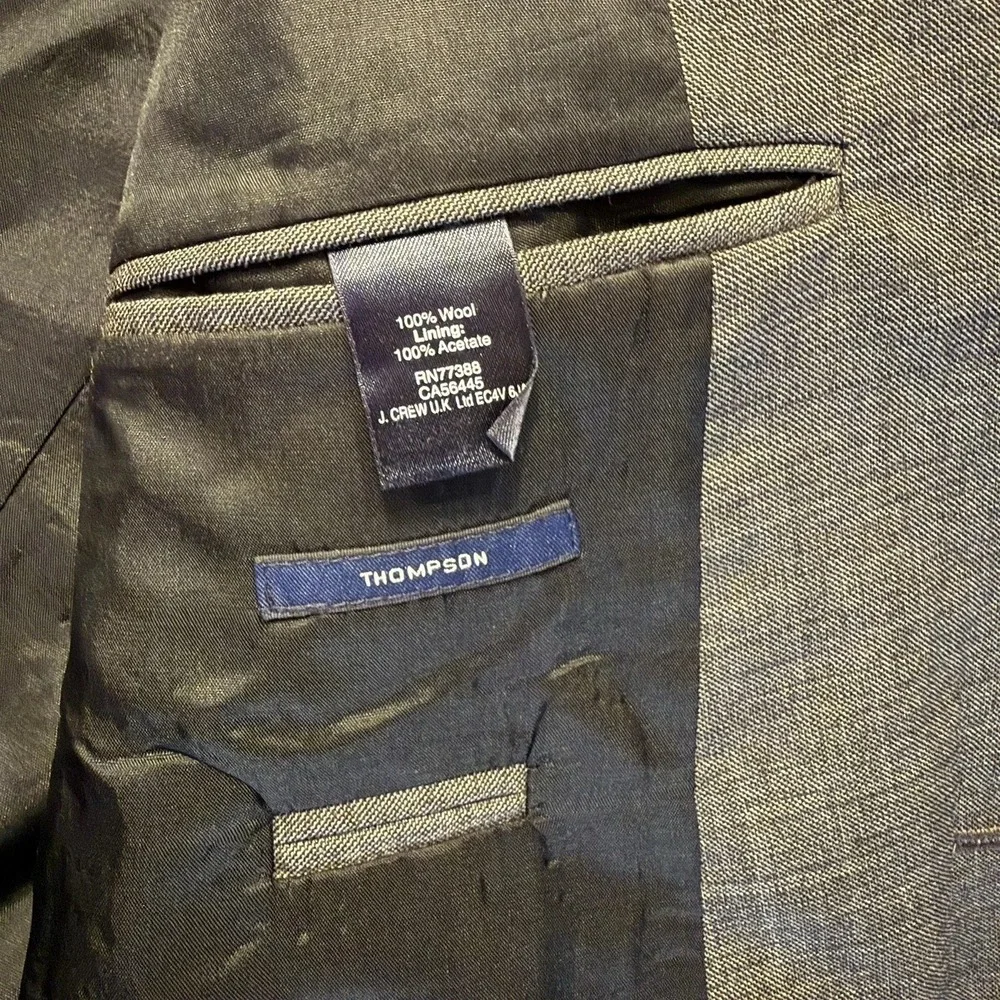 J Crew Men's 38S Thompson‎ 100% Wool Gray Blazer Suit Jacket